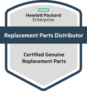 The accreditation logo for Hewlett Packard Enterprise Spare Parts Distributor.