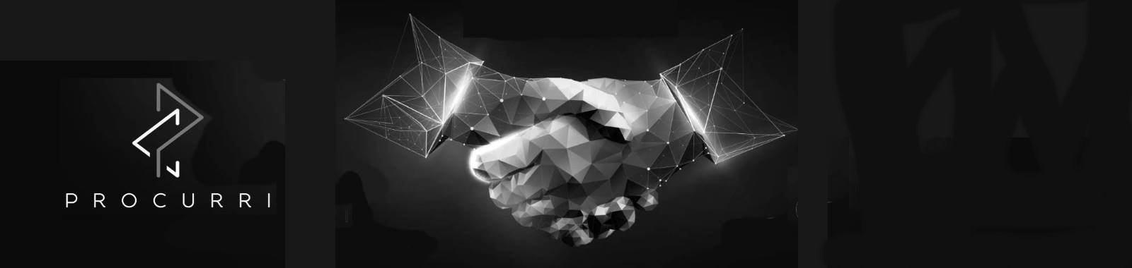 The Procurri logo in black and white sits to the left of an image of two hands shaking.